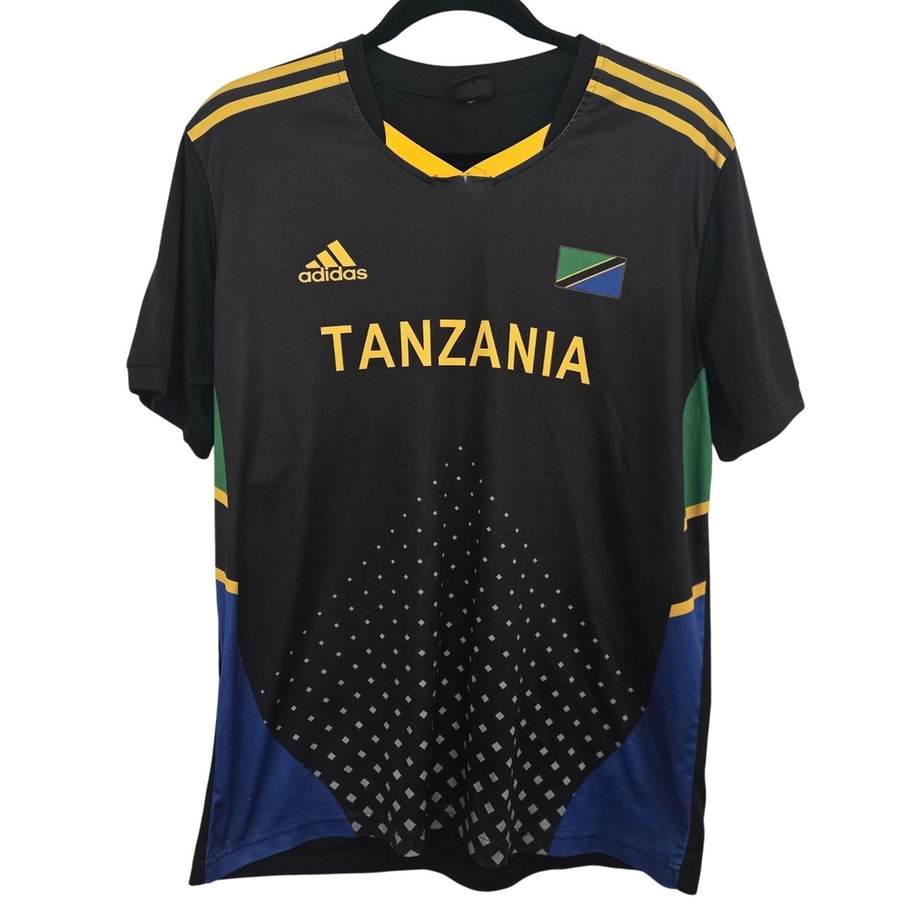 Adidas Tanzania Soccer Jersey Men M‎ Black Yellow Fan Supporter Shirt Flag